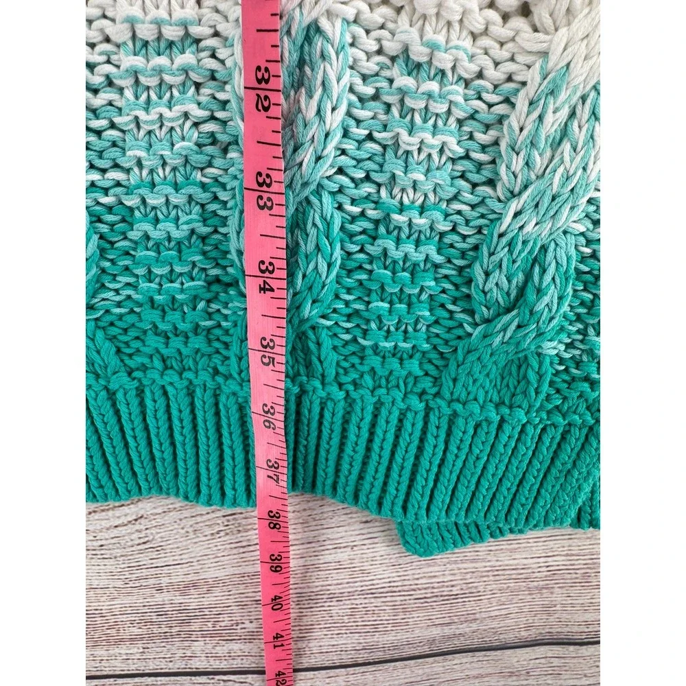 Tommy Bahama Scarf Womens OS Teal Carmel Cable Ombre Oblong Cotton THW73351